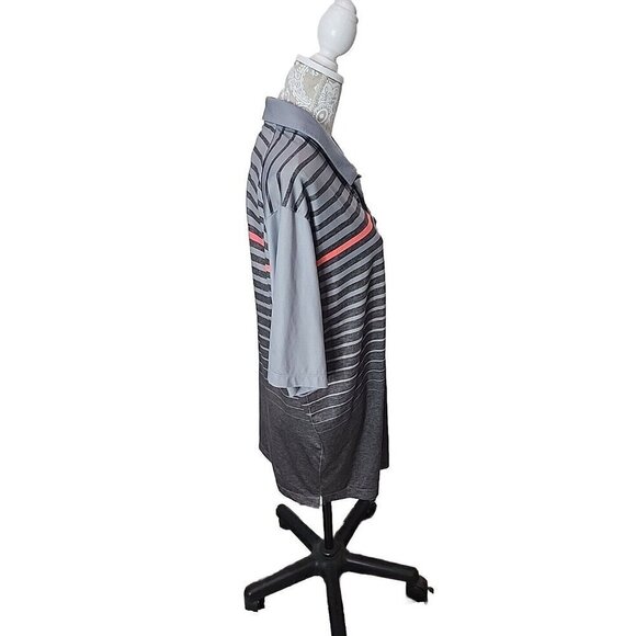 Nike Golf Polo Shirt Gray & Orange Striped Short Sleeve Performance Men's XL - Picture 3 of 10